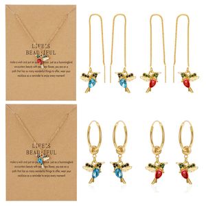 2021 Mode Little Vogel Drop Lange Hängende Ohrringe Für Frauen Elegante Mädchen Tierreifen Ohrring Halskette Schmuck Persönlichkeit Geschenk