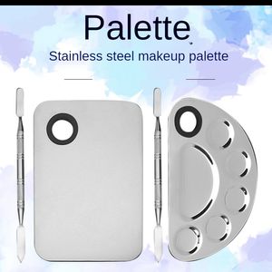 Stainless Steel Watercolor Paint Palette Tray Mixing Rod Spatula Set for Nail Art School Supplies Oil Painting Makeup Tools