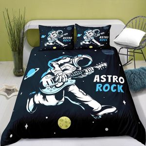 Sängkläder uppsättning för tjejer pojkar gitarr tryckt duvet täcker musikaliska mönster täcker coverpillowcases hem juego de cama