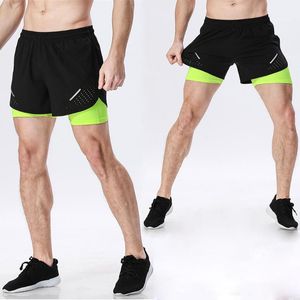 Gym Kläder Mäns 2 i 1 Löpande Shorts Sport Bottoms Snabbtorkande Fitness Training Exercise Jogging Cykling med längre liner