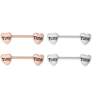 YYJFF D1003 Heart Nipple Ring Copper Titty Time 14 GA 16 mm Length