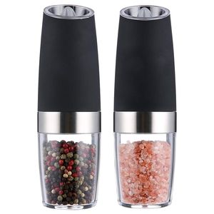 Gravity Electric Salt and Pepper Grinder Set with Adjustable Coarseness Automatic Mill 210611