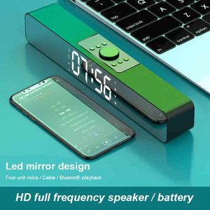 LED TV Sound Alarm Clock USB Wired Wireless Bluetooth-compatible Home Theater Surround Bar PC Computer Speaker