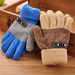 Fingerless Gloves Winter Kids Warm Children Knitted Stretch Mittens Boys Girls Patchwork Full Finger Hand Muff Accessories