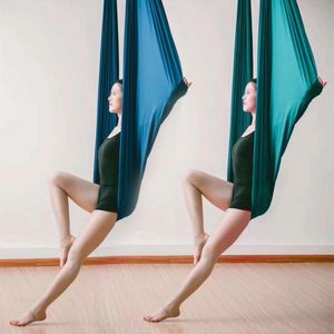 2020 New Arrival Aerial Anti-gravity Yoga Hammock Flying Swing 7*2.8 Meters Yoga Bed Bodybuilding Gym Inversion Trapeze Q0219