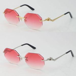 NEW Square Metal Diamond Cut Lens luxury designer Sunglasses Protection Rimless 18K Gold Male and Female Sun Glasses Shield Retro Design eyeglasses frames men Hot