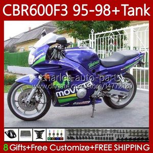 Movistar Blue Body + Бак для Honda CBR600 CBR 600 F3 FS CC 600F3 95 96 97 98 CC 64NO.63 CBR600F3 CBR600FS 600CC 1995 1996 1997 1998 600FS CBR600-F3 95-98 Комплект