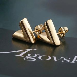 Kobiety Charm Gold Ear Studs Luksusowy Projektant Biżuteria Ze Stali Nierdzewnej Zaręczyny Wedding Wedding Letter V Kolczyki Dla Lady Damskie Wysokiej Końcówka Biżuteria Moda Kolczyk