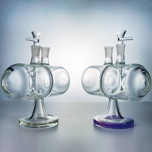 7-Zoll-Infinity-Wasserfall-Glasbong, umkehrbare Schwerkraftglas-Wasserpfeifen, grün-lila, klare Öl-Dab-Rigs, 14-mm-Außengelenk mit Schüssel XL-2061