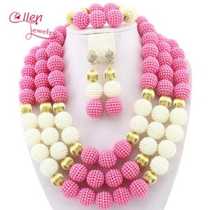 Earrings & Necklace Amazing!!! African Jewelry Sets Nigerian Beads Wedding Set Luxury Bridal E1069