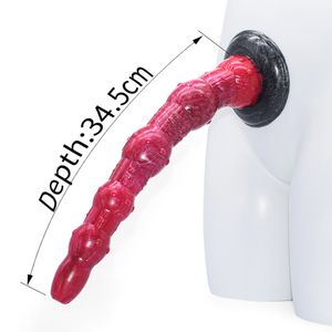 Massaggio N512 Silicone Dildo Forma di serpente Spina anale Sperone Forte ventosa Lungo 36,8 cm Giocattoli del sesso per le donne Masturbatore Inserto Vagina