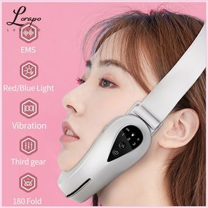 Ems Micro-current Face-lifting Device LED Pon Therapy Vibration Massage Double Chin V-line Lifting 220216