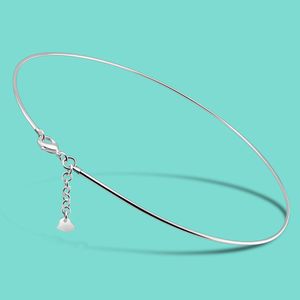 Women's 925 Sterling Silver Torques Concise Style The Circle Necklace Smooth Surface Collar Lady Popular Jewelry Best Present Q0531