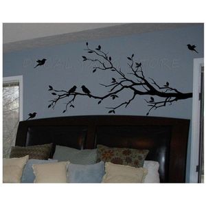 Grande tamanho 147cmx71cm vinil galho com 10 pássaros decalque de parede adesivo de parede removível decoração de casa Art Mural, 1366 210705