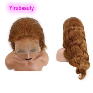 Indian 100% Raw Virgin Human Hair 13 By 4 Lace Front Wig 8# Color Body Wave 10-32inch 150% Density Yirubeauty