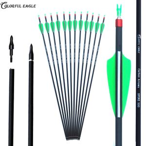 28" 30" 31" OD7.6mm Spine 500 Carbon Arrow for Recurve Compound Bows Arrows Outdoor Shooting Archery Hunting Accessories