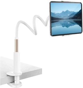 Posiadacz telefonu GOŚSENECK - stabilny elastyczny stojak tabletki z długim ramieniem - kompatybilny z iPad, iPhone, Samsung Galaxy, 4.5-10.5 CAL Telefony i tablety (Biały)