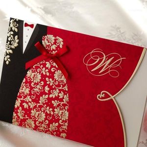 Kartki z życzeniami Hurtownie Eleganckie Kreatywne Zaproszenia ślubne Bezpłatna drukowana konfigurowalna karta, 1