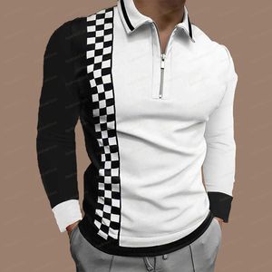 Men's T Shirt Polo Clothing Tees shirts Spring autumn europe size t-shirt Fashion Long sleeve Polos zipper stripe plus top