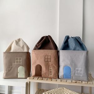 Сумки для хранения северный стиль детская комната Canvas Bag для игрушек для игрушек для мальчика Дом Черный 33x33см