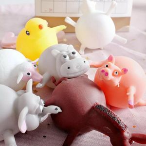 Dekompression Spielzeug Kreative Weichkautschuk Aufblasbare Hühnchen Hippo Up Tier Schlagballon Stress Relief Squeeze Toys CRANK Geschenk