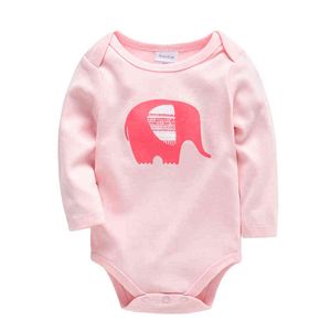 Honeyzone manica intera bambina pagliaccetto Mamelucos Para Bebe rosa cartone animato elefante vestiti per bambini neonato 100% cotone Pelele Bebe G220223