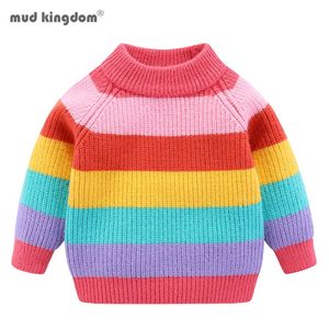 Mudkingdom Ragazzi Ragazze Maglioni Arcobaleno a righe Pullover lavorato a maglia Autunno Top bambina vestiti invernali 210615