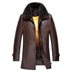 Hommes fourrure Faux 2021 luxe vrai col hommes Manteau chaud haute qualité Manteau Cuir Homme