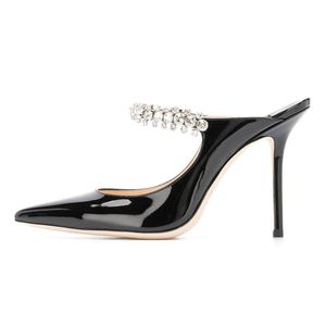 Stilettos Sexy Elegant Slippers Summer Fashion Women's Shoe Pointed Toe Crystal Rhinestone Mules Heels Shoes Slippers