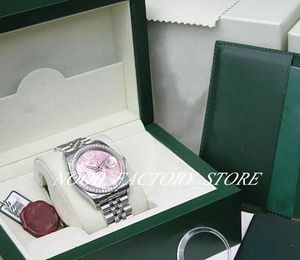 Women's Watches Factory 2813 Automatisk rörelse 36mm Womens Pink Flower Dress Christmas Gift Sapphire Glass med Original Box307C