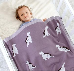 100 x 80 cm neue gestrickte Korbdecke für Babys, Kleinkinder, Sommer, Klimaanlage, Kleinkind-Bettwäsche, Steppdecke, superweiche Wickeldecken für Neugeborene, Dinosaurier-Design