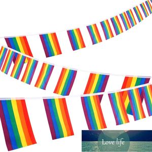 30ft Rainbow String Bunting Banner Gay Pride Vlaggen Rechthoekige Kleurrijke Strepen voor LGBT Festival Carnaval Home Bars Stks Promoti