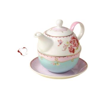 British creative tea coffee ceramic kettle flower set child mother one-person cup pot belt filter hole