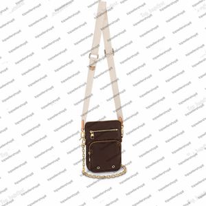 YARDIMCI TELEFON KOLLU kadın mini Tasarımcı çanta çanta tuval Doğal dana derisi debriyaj ÇAPRAZ ASKILI omuz çantası taşıma Çanta M80746