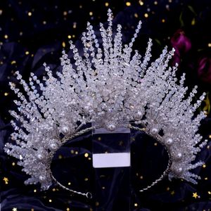 Başlıklar El Yapımı Tanrıça Taç Çivili Halo Hairbands Düğün Parti Headdress Gümüş Başlığı Vintage Tiaras Aksesuarları