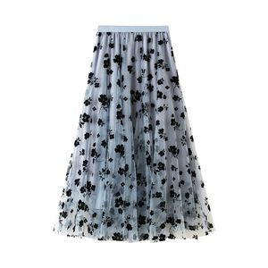 Плиссированная юбка для женщин Весна Летняя кружевная сетка юбка горячая новая со флокинга марлевая юбка мода повседневная девушка юбки