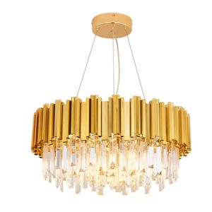 Modern Crystal Chandelier Light Round Luxury Golden Pendant Lighting Fixtures K9 LUSTRES Hänge Ljus för matsal Living Room Restaurant