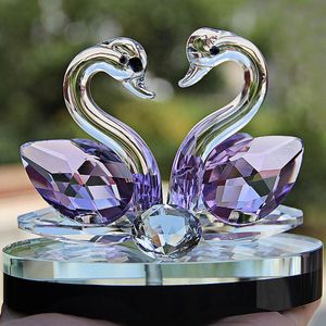 Obiekty dekoracyjne Figurki Crystal Swan Crafts Szkło Figurka Papierowa Figurka Ozdoby Ozdoby Dom Wedding Decor Gifts Souvenir 2021