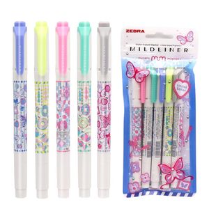 Highlighters 5 sztuk / zestaw Zebra Mildliner Deser Kraj Creative Highlighter Pen Słodkie studenckie markery fluorescencyjne Kawaii Journal