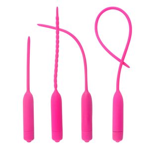 Massage 11/15/20/25/35cm Silicone Vibrating Urethral Catheter Dilator Long Penis Plug Stimulus Urethra Masturbator Ejaculation Delay Toy