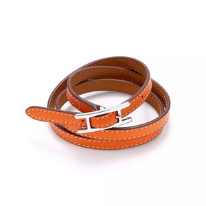 2021 Jewelry wholesale belt buckle three layer leather bracelet bangle women and men bracelet stainless steel metal silver gold mens bracelets Watch accessories