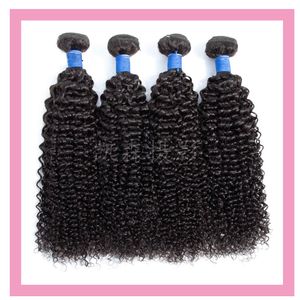 4 buntar kinky curly brasilianska jungfruliga hårförlängningar fyra stycken / mycket kc dubbelt wefts naturlig färg grossist