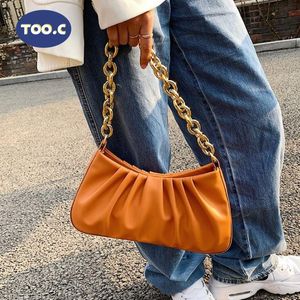 Вечерние сумки 2021 Оранжевая роскошная сумка для женщин PU кожаные сумки на плечо облако верхняя ручка винтажные бренды Crossbody леди мешок мешок