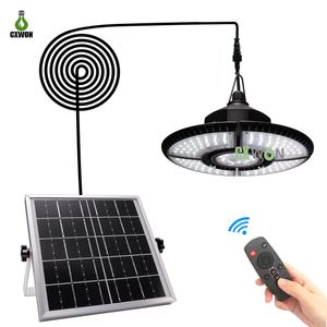 Solar Powered Pendant Lights Outdoor Shed Lamp with Remote Control 4 Leaf LED Wall Light for Garage Tent Corridor