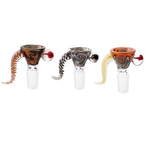 CSYC G071 Raucherschalen, mit Perücke, Griff, Aufkleber, Glasschale, farbiger Punkt, 14 mm/19 mm, männliches Dab-Rig-Rohr-Bong-Werkzeug