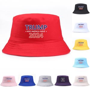 Fashion Trump 2024 Embroidered Bucket Cap Keep America Great Hat Cotton Sport Fisherman Cap Newest Travel Camping Sun Hat