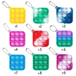 Fidget finger Simple Keychain Push Bubble poppers Toys Anti Stress Decompression poo-its Board Key Ring sensory squeeze pendant H38NTD8