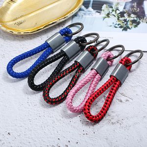 Weave Simple Key Ring Ancient Silver Bronze Rings Keychain Handbag Hangs for Women Men Fashion Jewelry Will and Sandy Black Red Blue