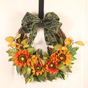 Dekorative Blumenkränze Thanksgiving-Sonnenblume, künstlicher Gänseblümchen-Blumenkopf für Hochzeitsfeier, Dekoration, DIY, Scrapbooking, Kranz, Basteln
