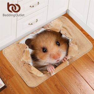 BeddingOutlet Hamster Tapete Macio Papel de Impressão de Papel de Piso 3D Vívido Marrom Mouse Tapete Adorável Animal Caormat para Kids Bedding 210301